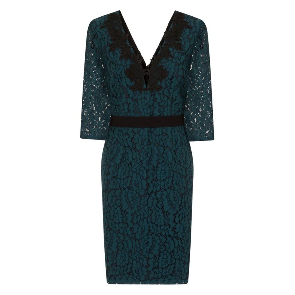 Little Mistress Womens/Ladies Lace Applique Bodycon Dress / Green
